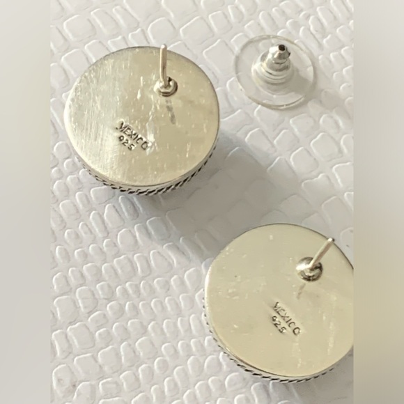 Vintage MEXICO 925 Sterling Silver Dome Round Earrings - Picture 9 of 13